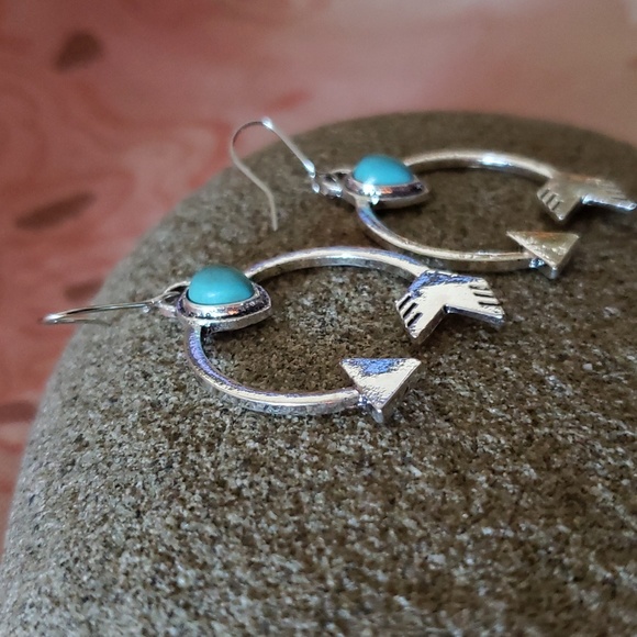 Arrow Earrings Turquoise Tribal Western Boho - Picture 6 of 9